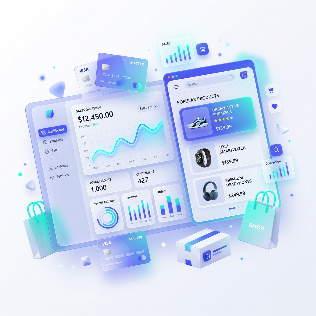 Futuristic E-commerce Dashboard Mockup